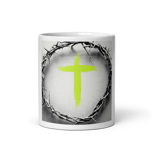 Cross | Green | White glossy mug