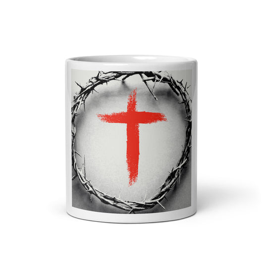 Cross | Red | White glossy mug