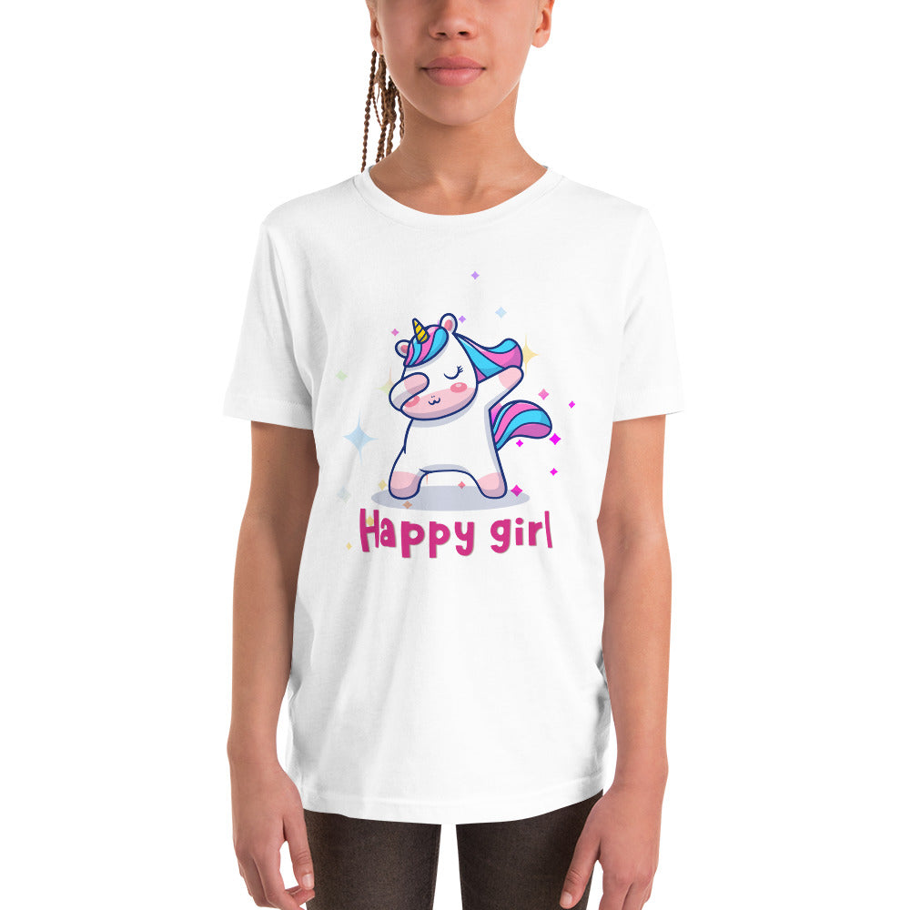 Happy Girl | Unicorn | Youth Short Sleeve T-Shirt