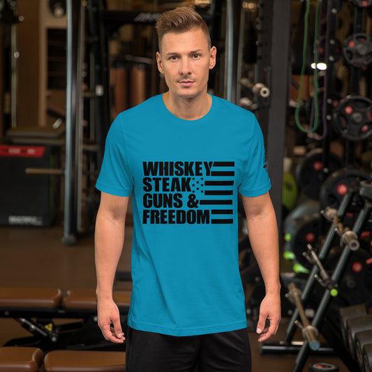 Whiskey Steak Guns & Freedom | Mens t-shirt